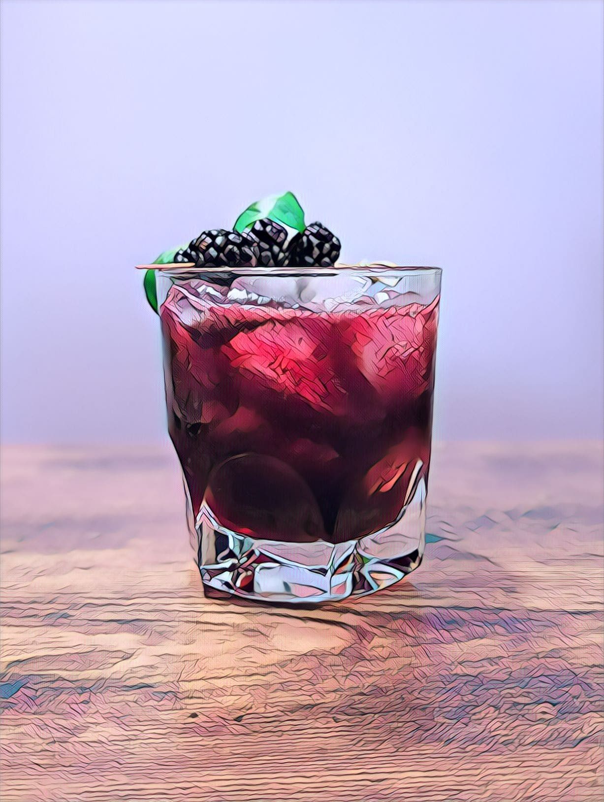 Blackberry Basil Whiskey Smash