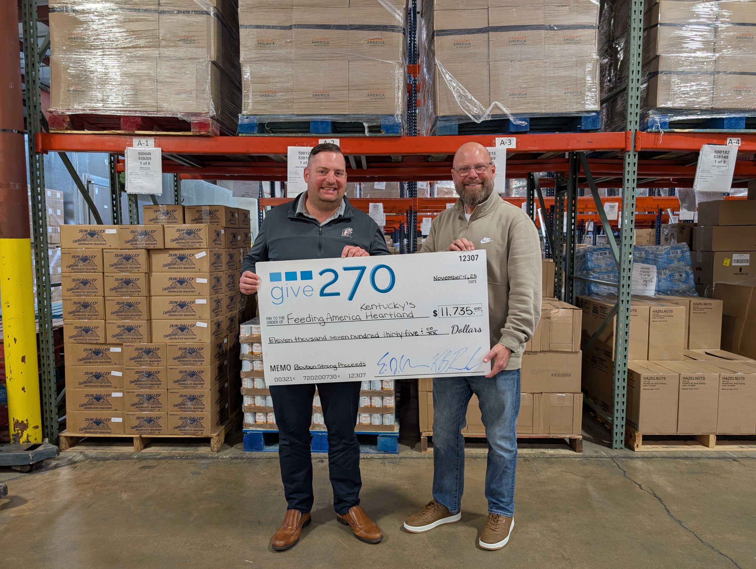 Give 270 Presents $11,735 to Feeding America, Kentucky’s Heartland